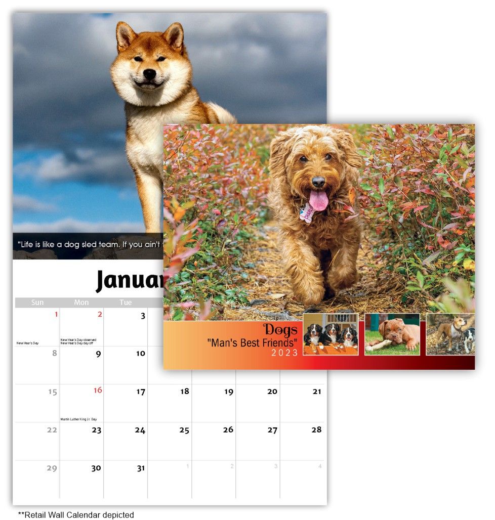 Dogs, Man's Best Friends Wall Calendar Quality Wall Calendar Gift - Dogs Wall Calendar