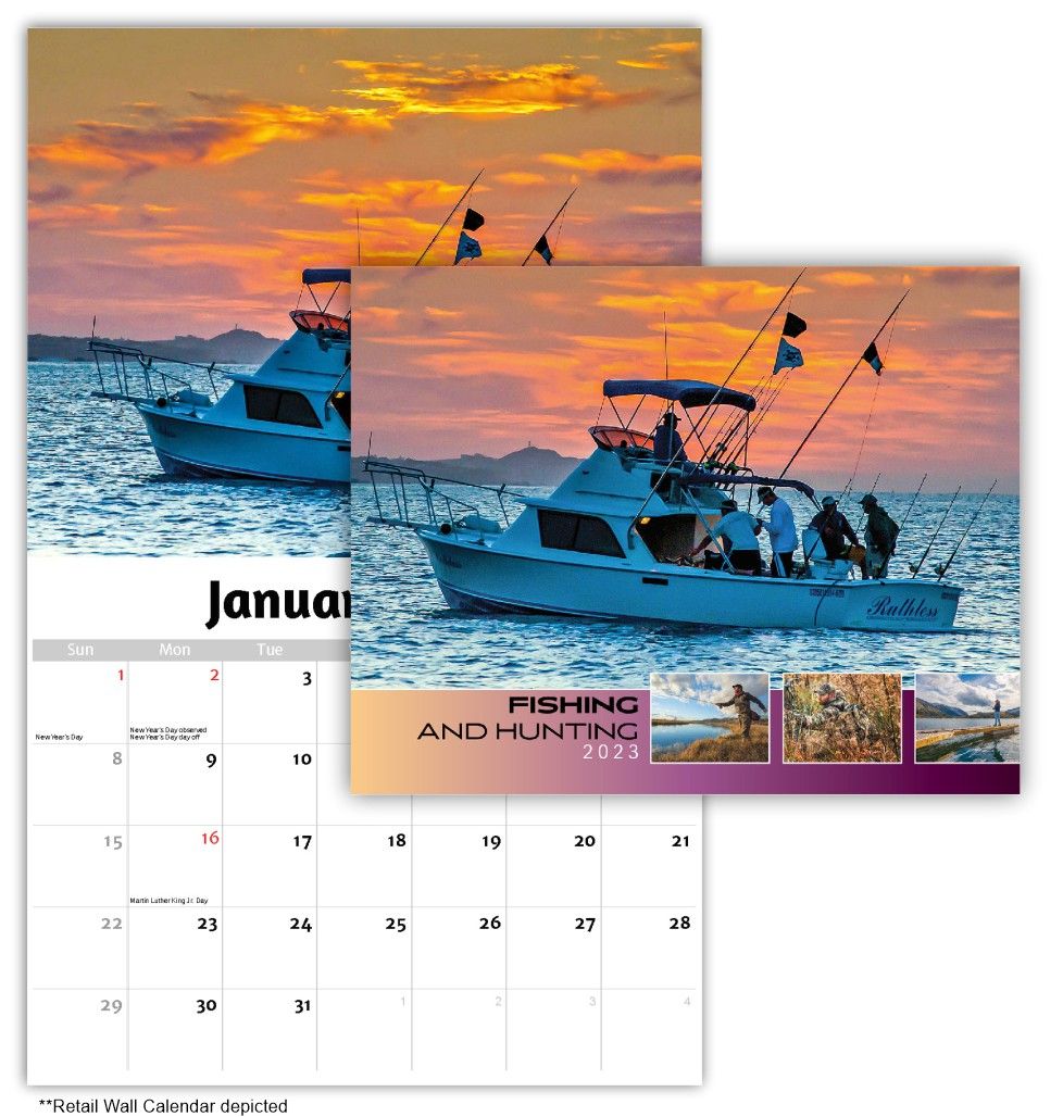 Fishing and Hunting Wall Calendar Quality Wall Calendar Gift - Fishing and Hunting Wall Calendar
