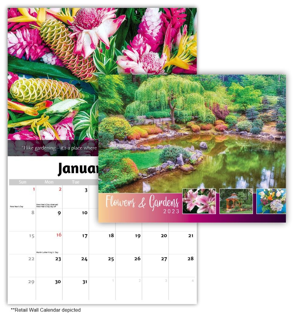 Flowers and Gardens Wall Calendar Quality Wall Calendar Gift - Flowers and Gardens Wall Calendar