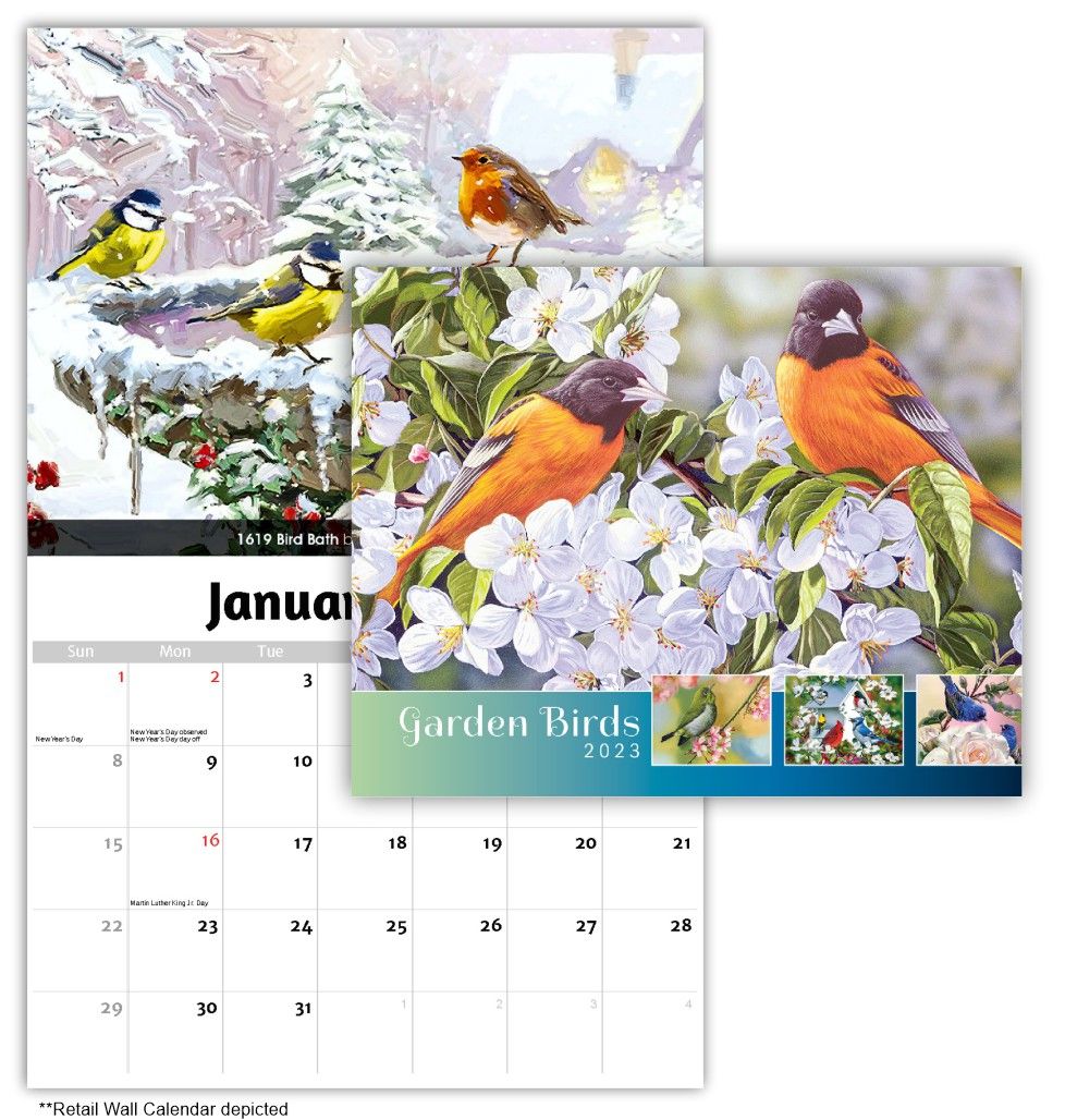 Garden Birds Wall Calendar Quality Wall Calendar Gift - Garden Birds Art Wall Calendar
