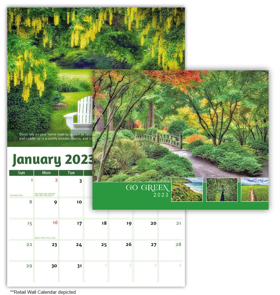 Go Green Wall Calendar Quality Wall Calendar Gift - Go Green Wall Calendar