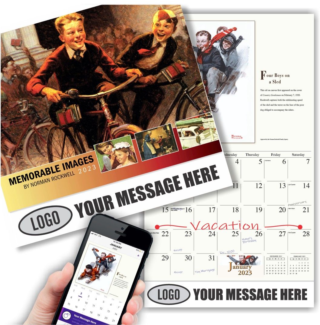Memorable Images by Norman Rockwell Wall Calendar Quality Wall Calendar Gift - Norman Rockwell Art Wall Calendar