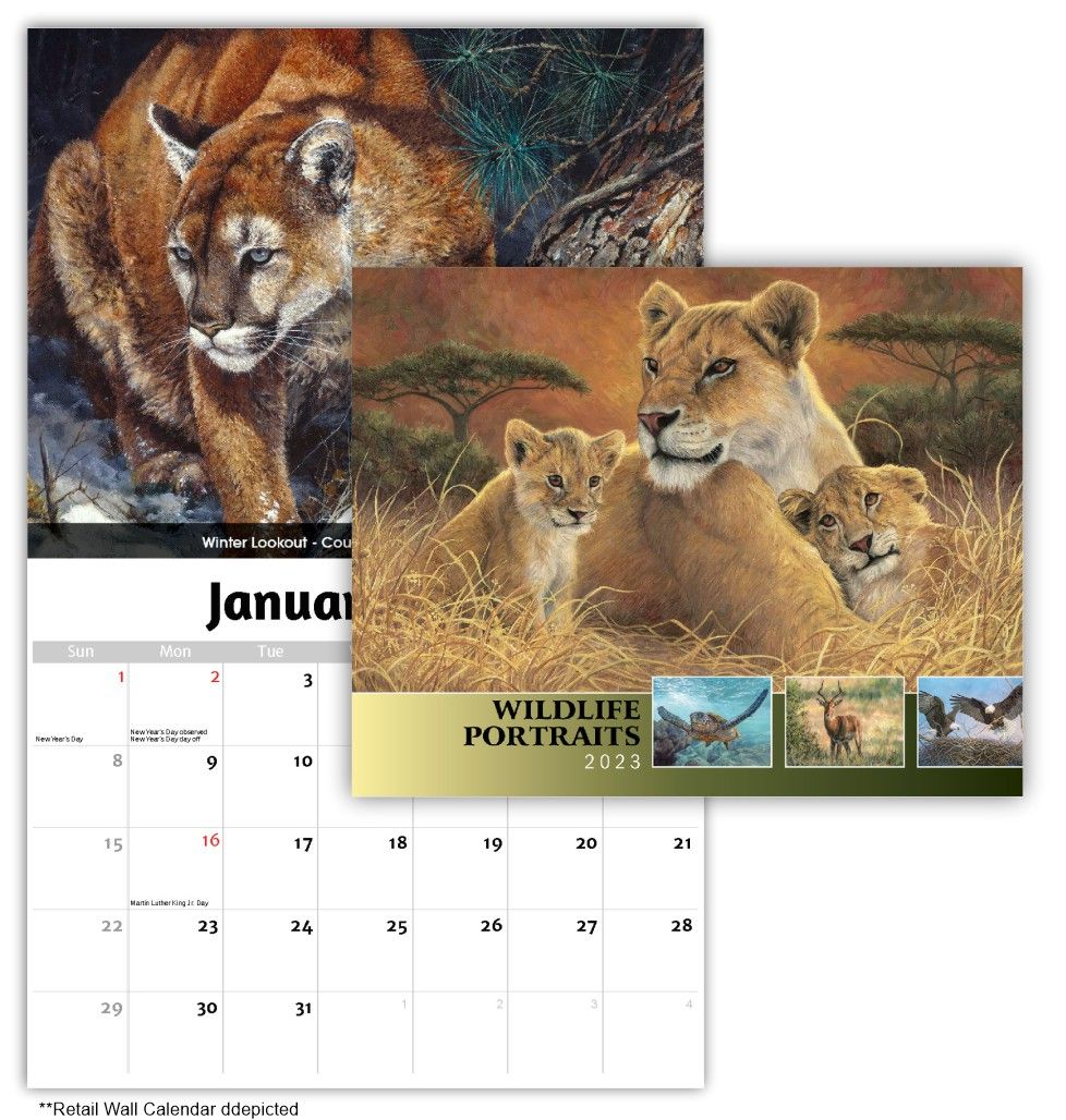 Wildlife Portraits Wall Calendar Wildlife Portraits Art Wall Calendar - Quality Wall Calendar Gift