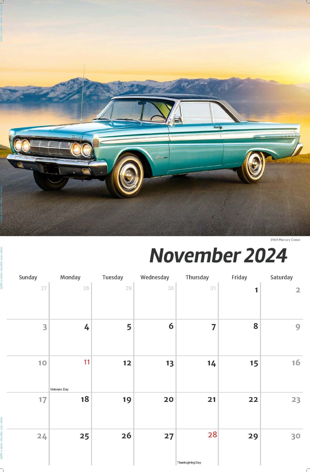 2024 Wall Calendar FORD Cars