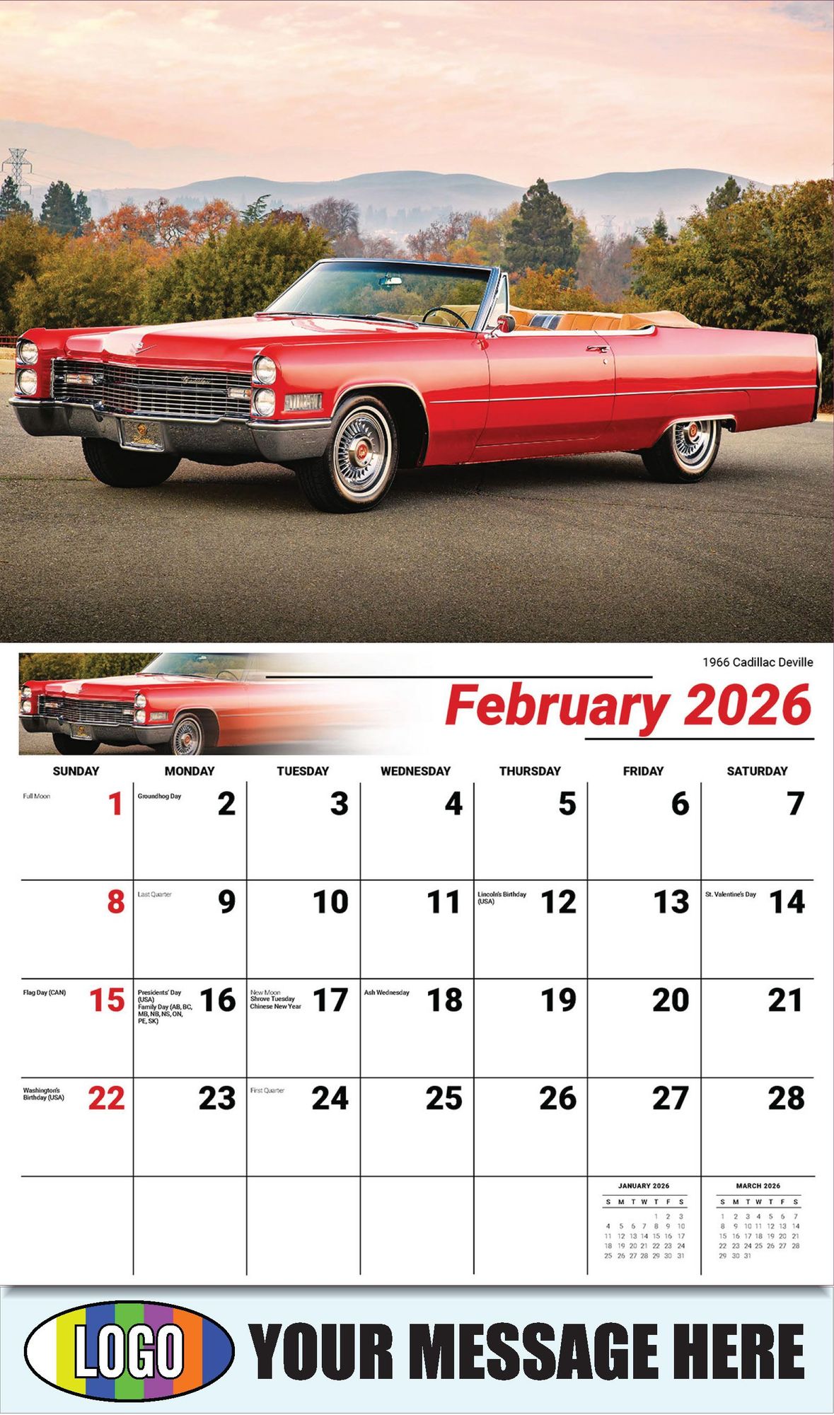 2026 GM Classic Cars Business Promotional Calendar