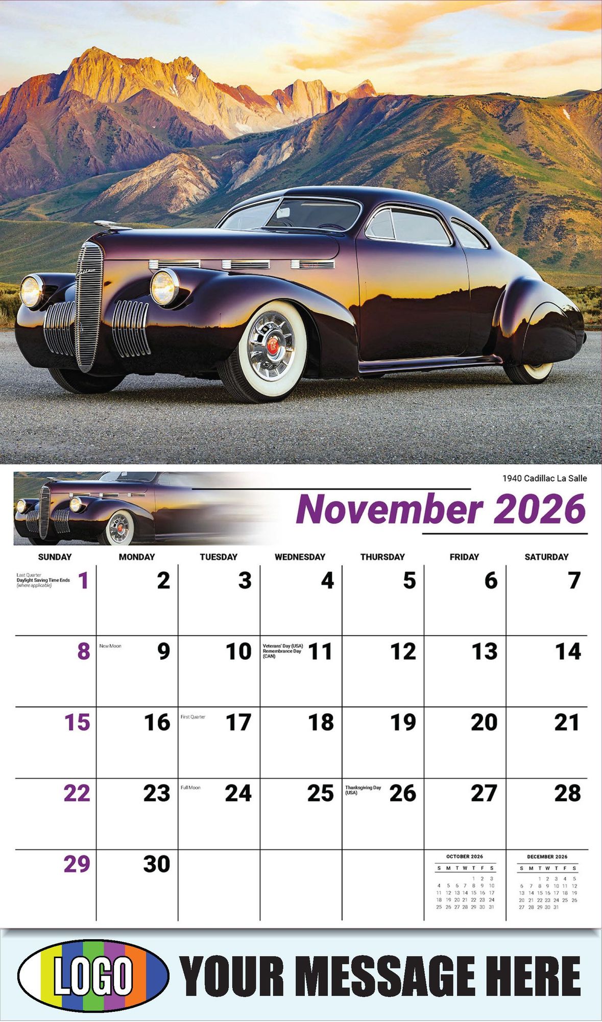 2026 GM Classic Cars Business Promotional Calendar