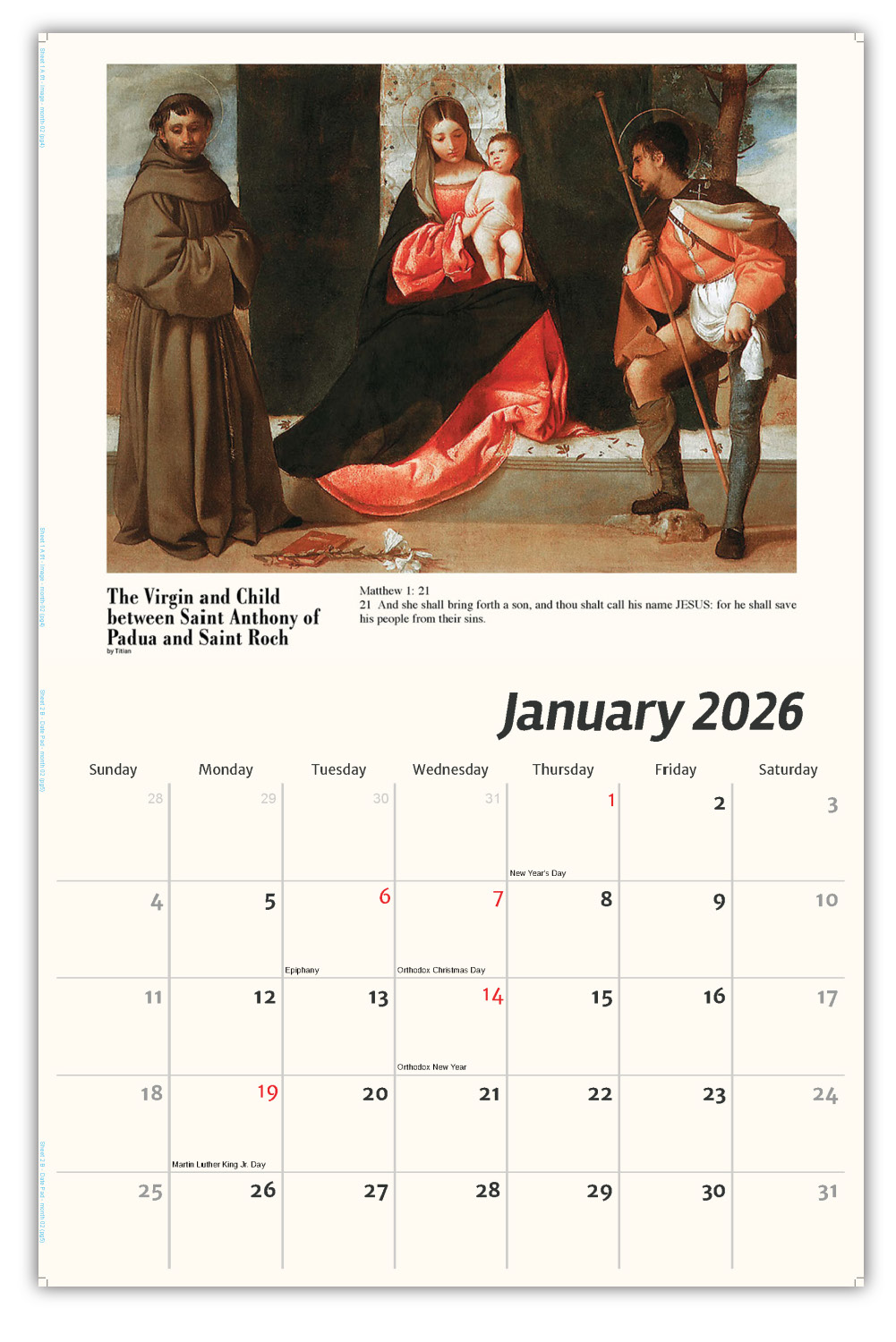 2026 Wall Calendar Catholic Inspirations