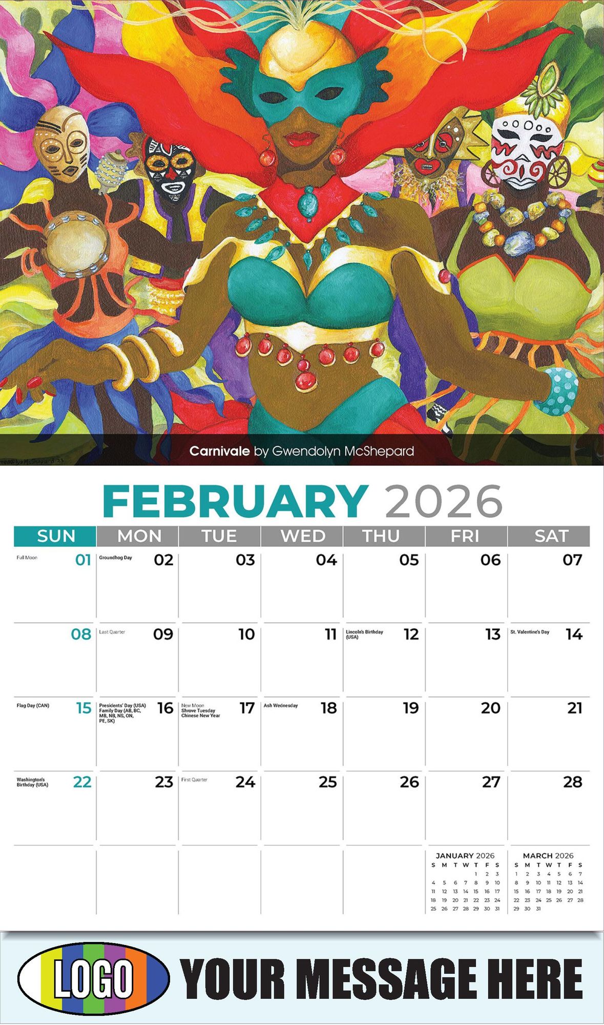 2026 Celebration of African-American Art Business Promotional Calendar