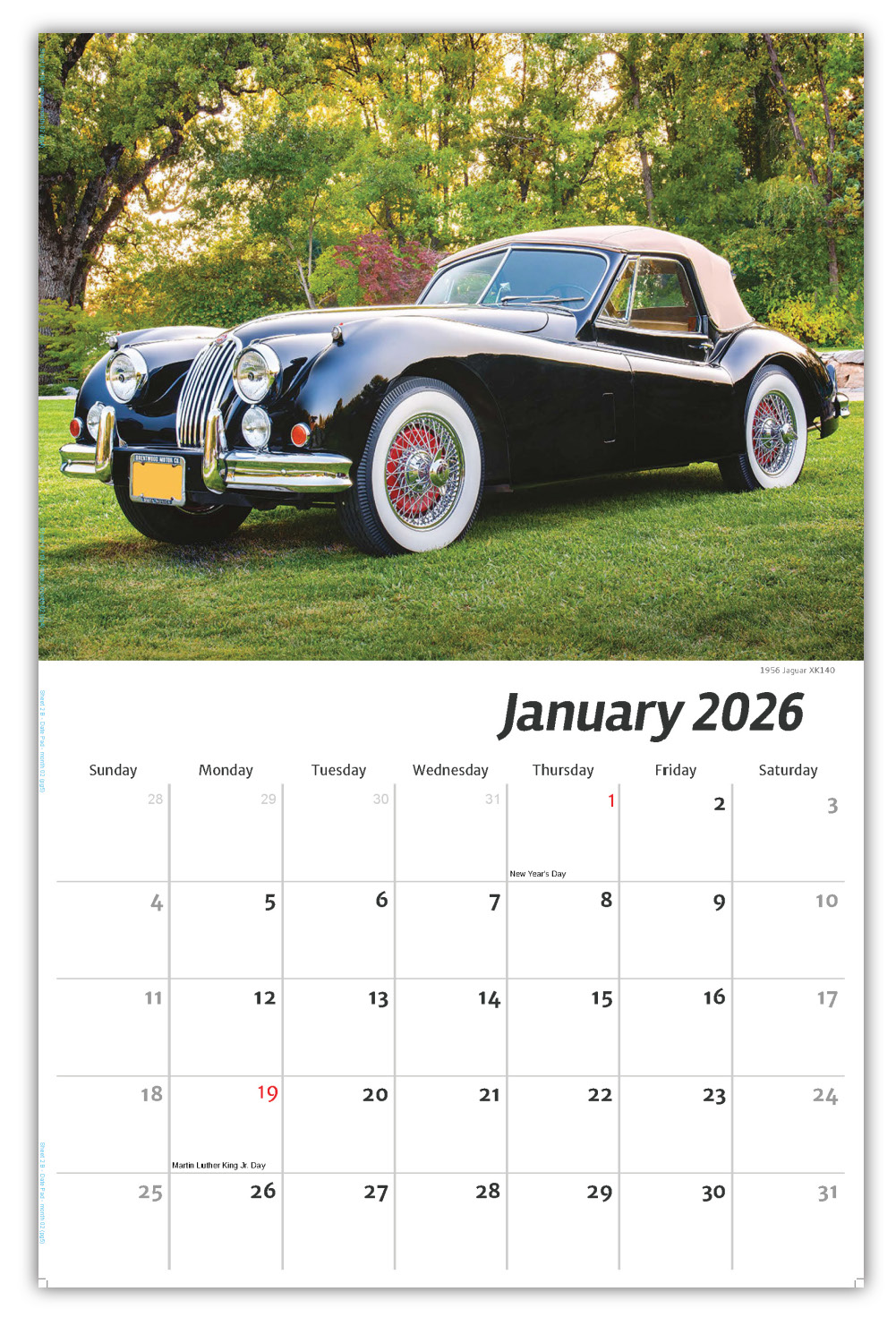 2026 Classic Cars wall calendar