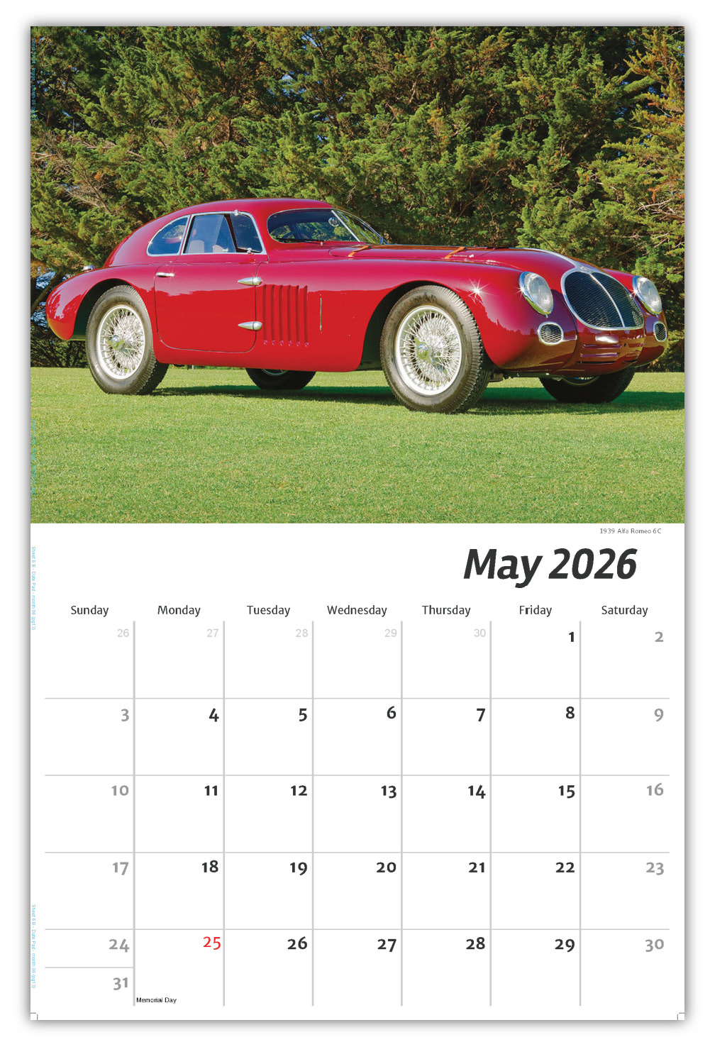 2026 Classic Cars wall calendar