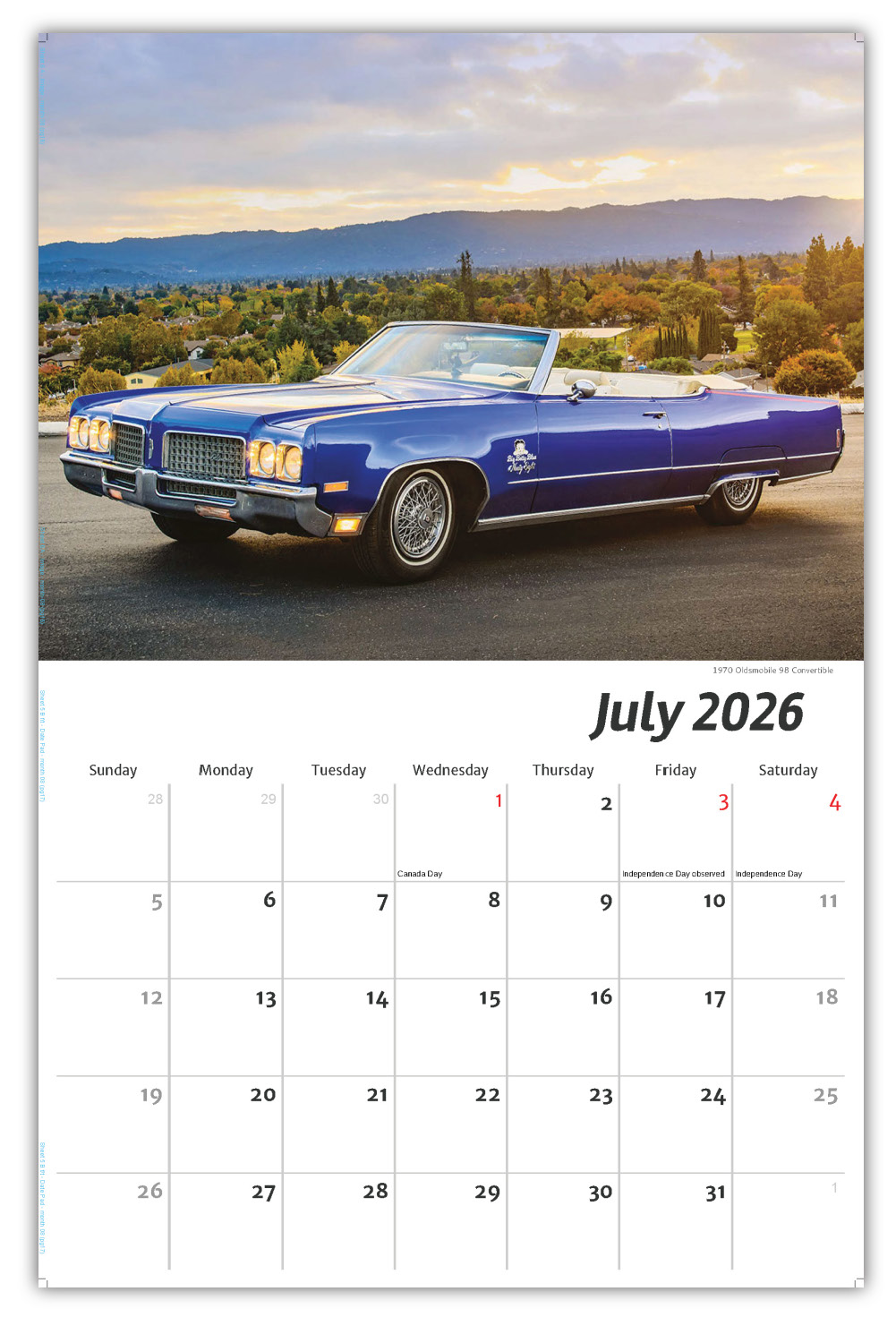 2026 Classic Cars wall calendar