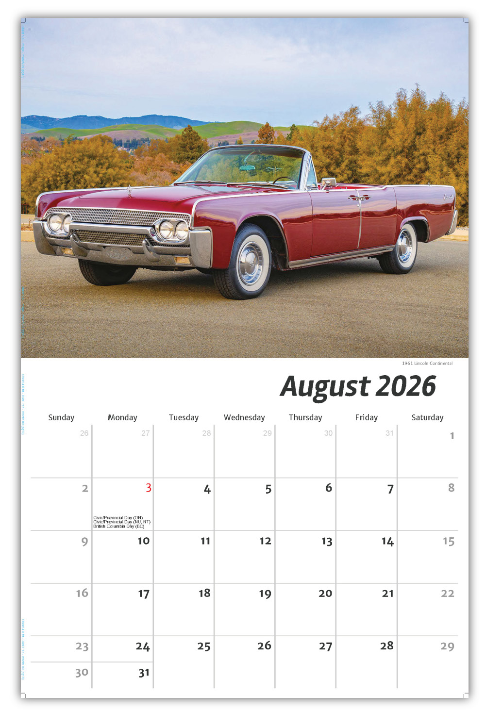 2026 Classic Cars wall calendar