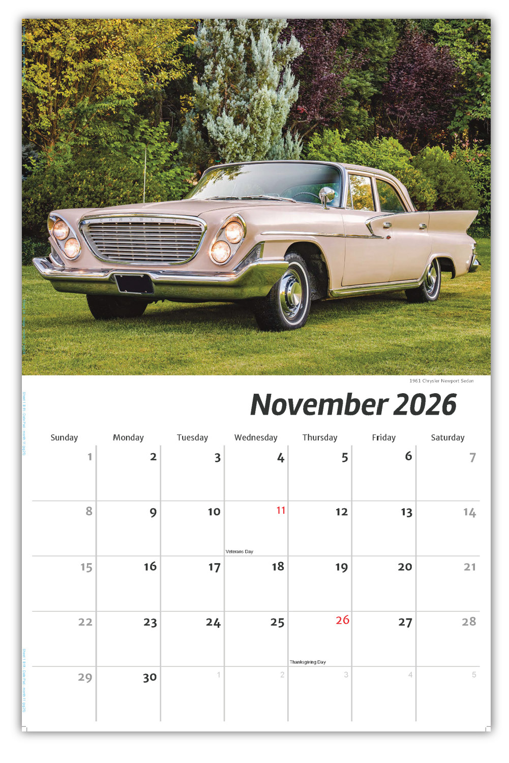 2026 Classic Cars wall calendar