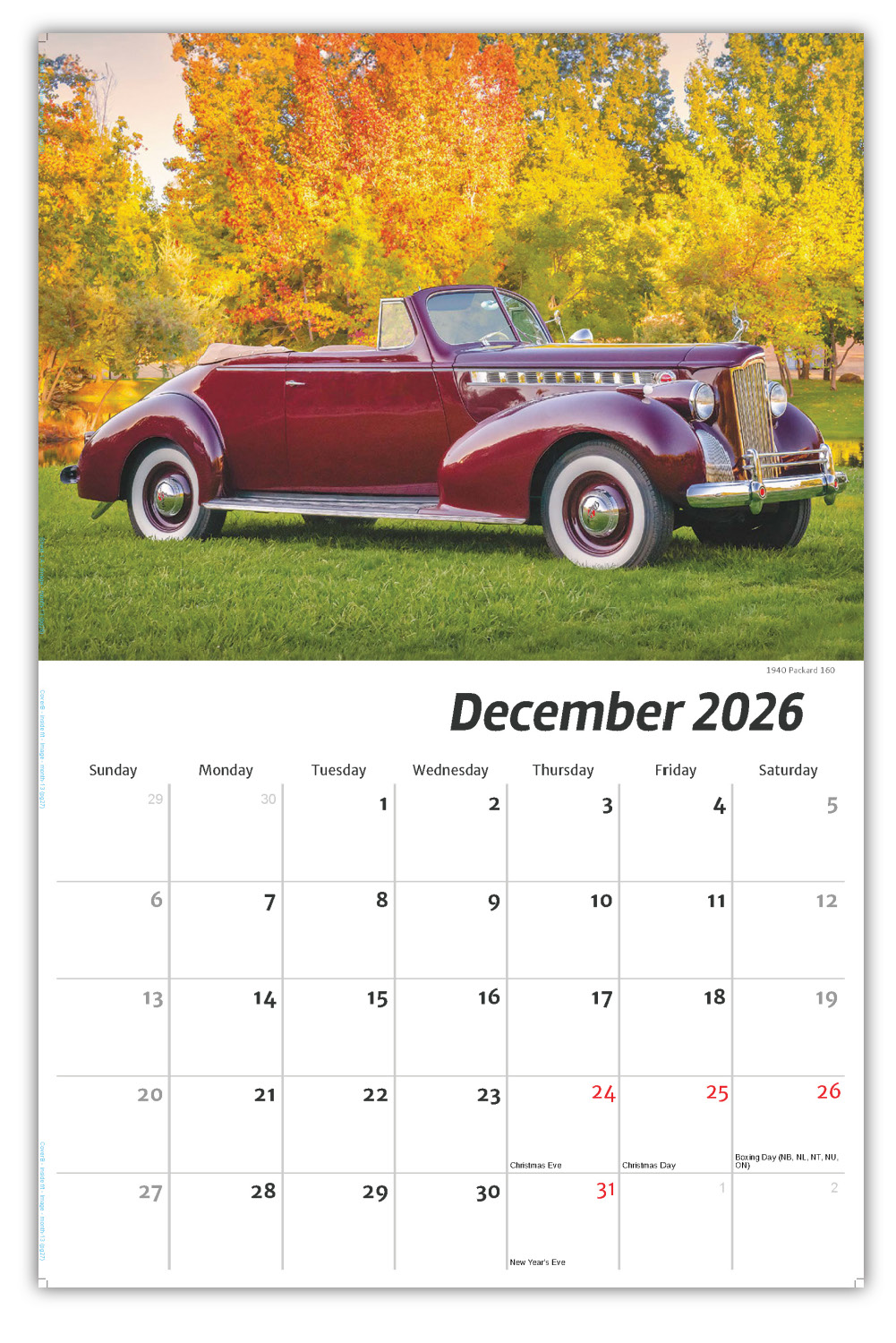2026 Classic Cars wall calendar