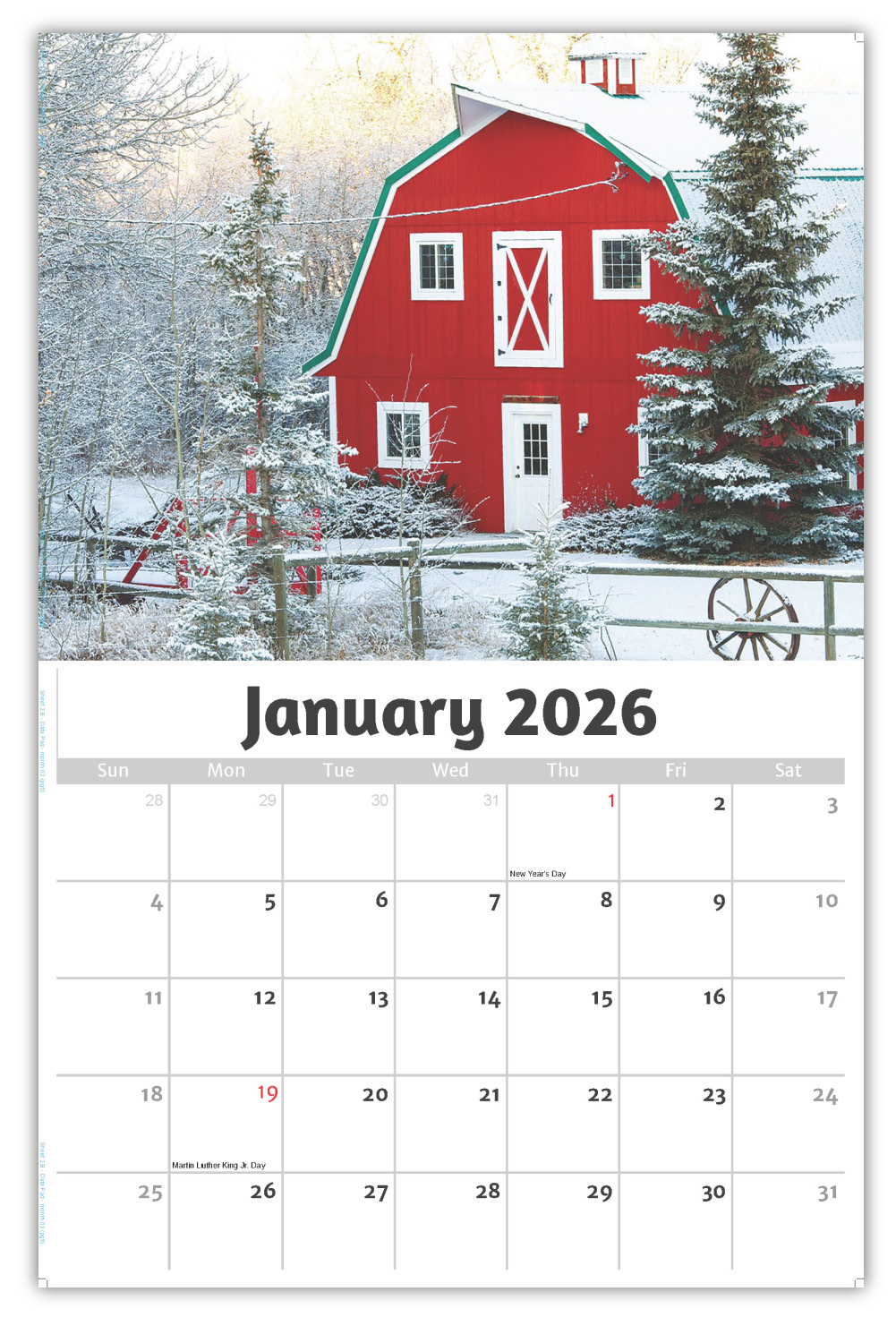 2026 Country Spirit wall Calendar