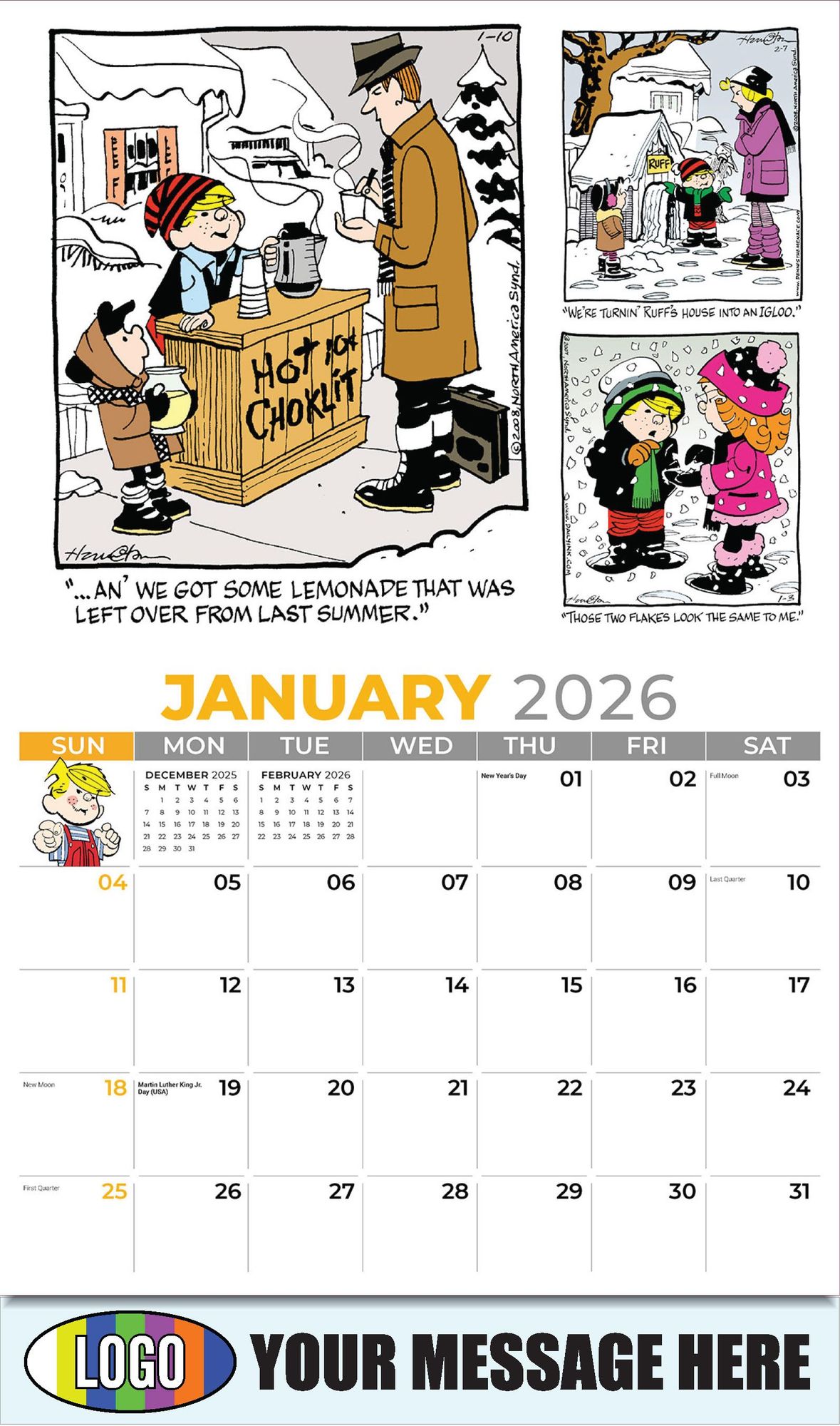 2026 Dennis the Menace Business Promotional Calendar