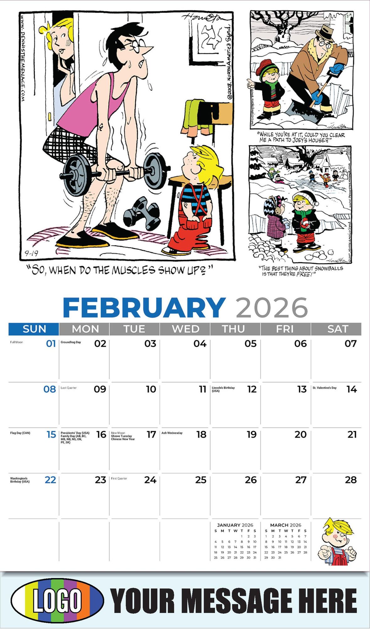 2026 Dennis the Menace Business Promotional Calendar