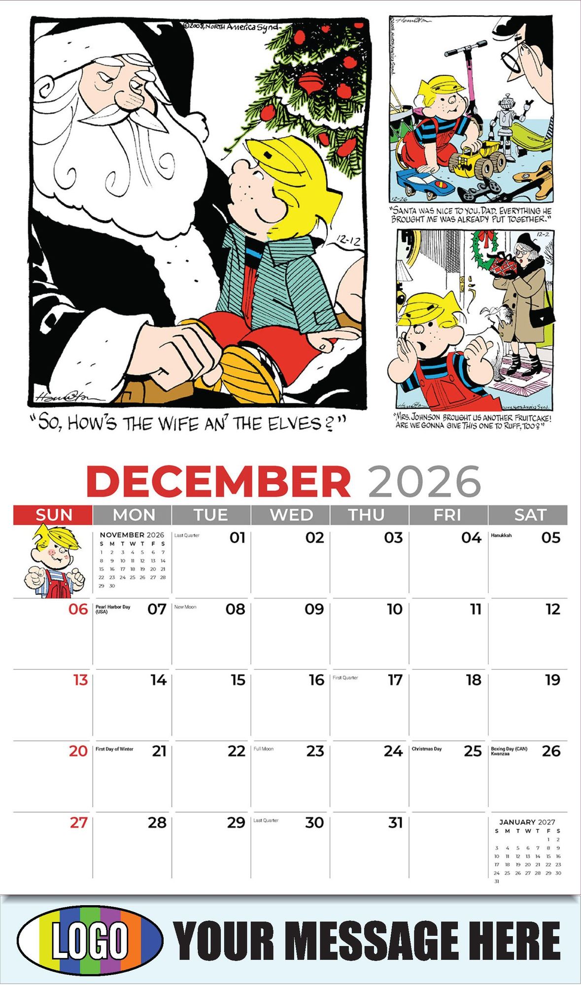2026 Dennis the Menace Business Promotional Calendar