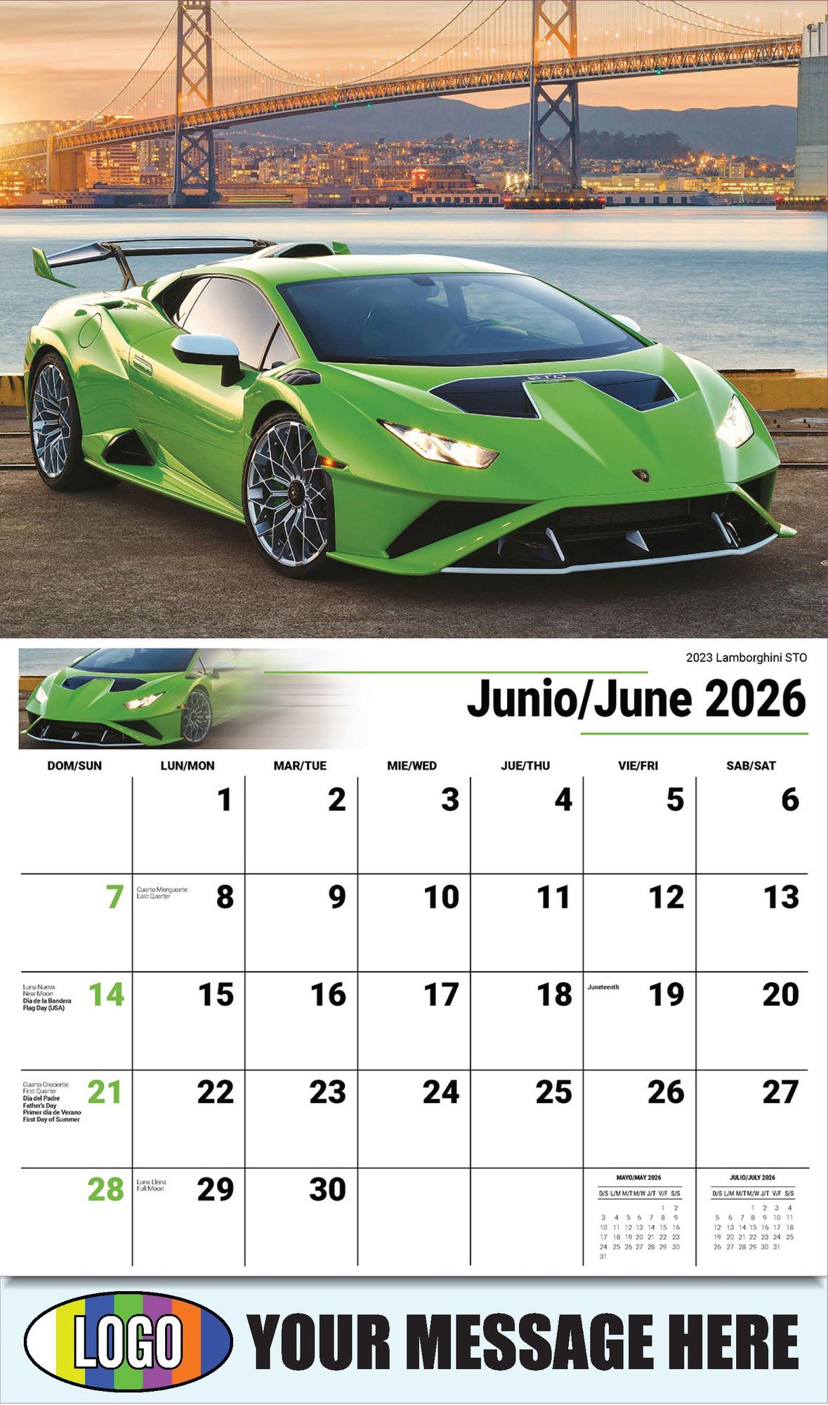 2026 Exotic Cars Bilingual Business Promotional Calendar