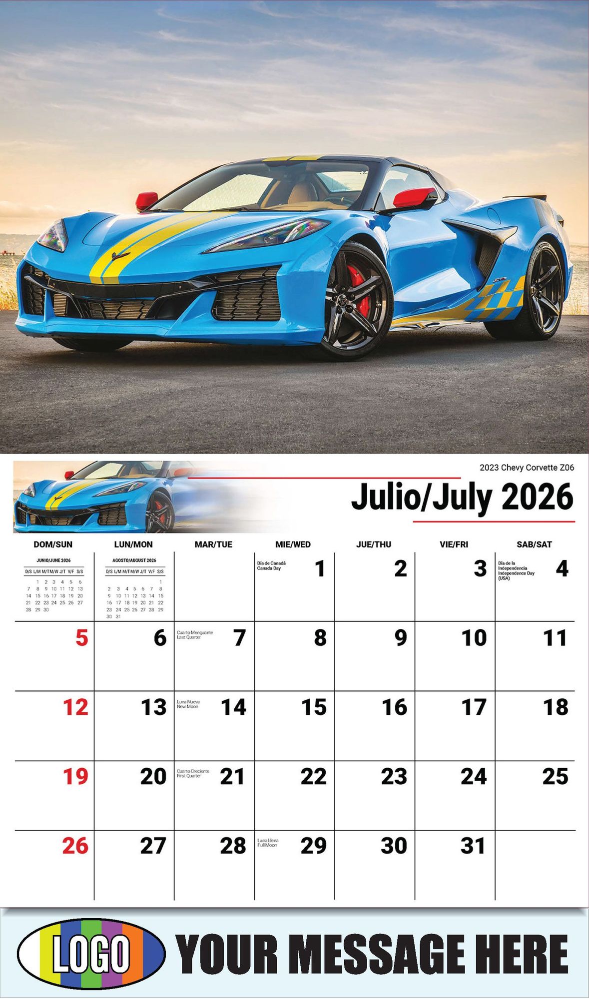 2026 Exotic Cars Bilingual Business Promotional Calendar