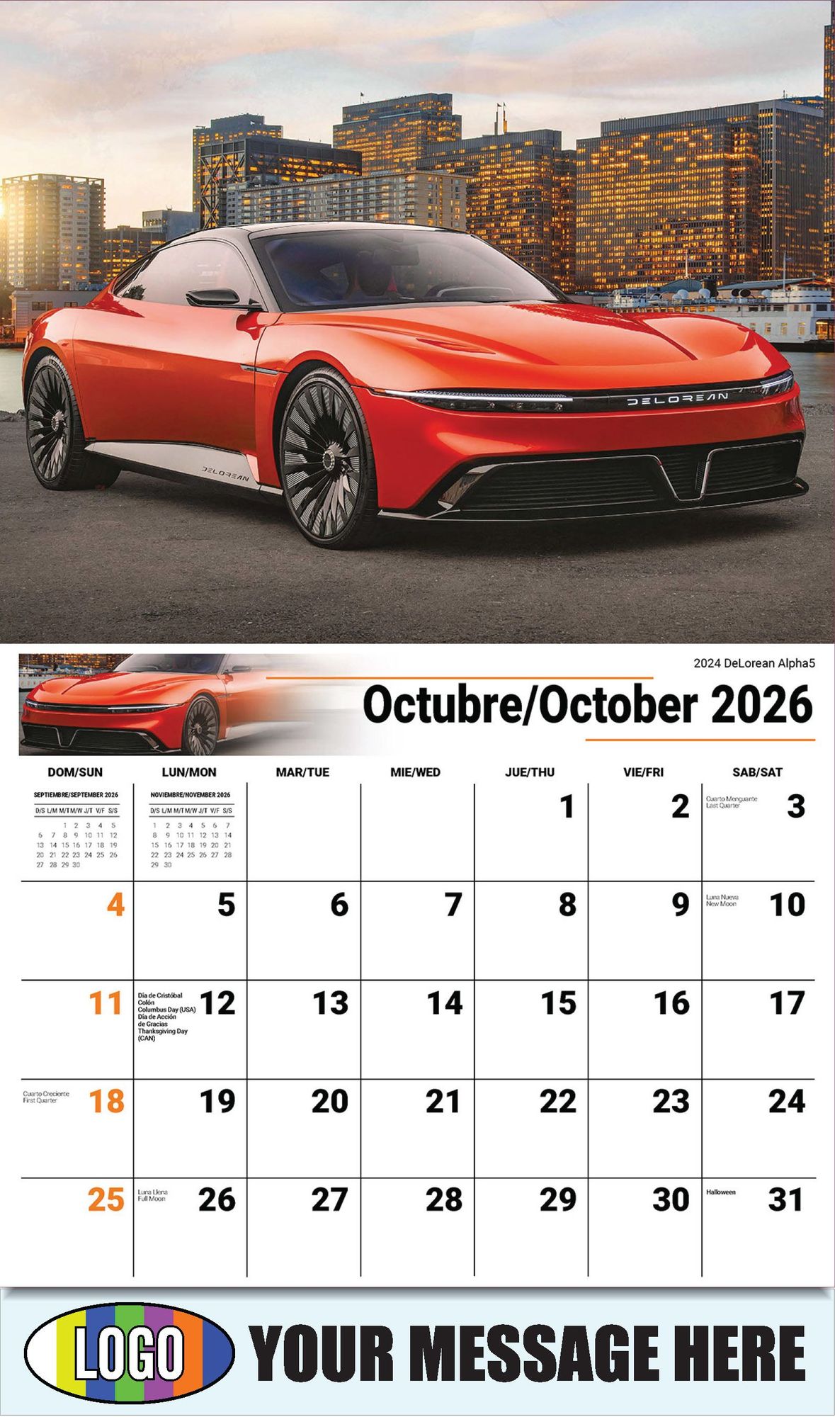 2026 Exotic Cars Bilingual Business Promotional Calendar