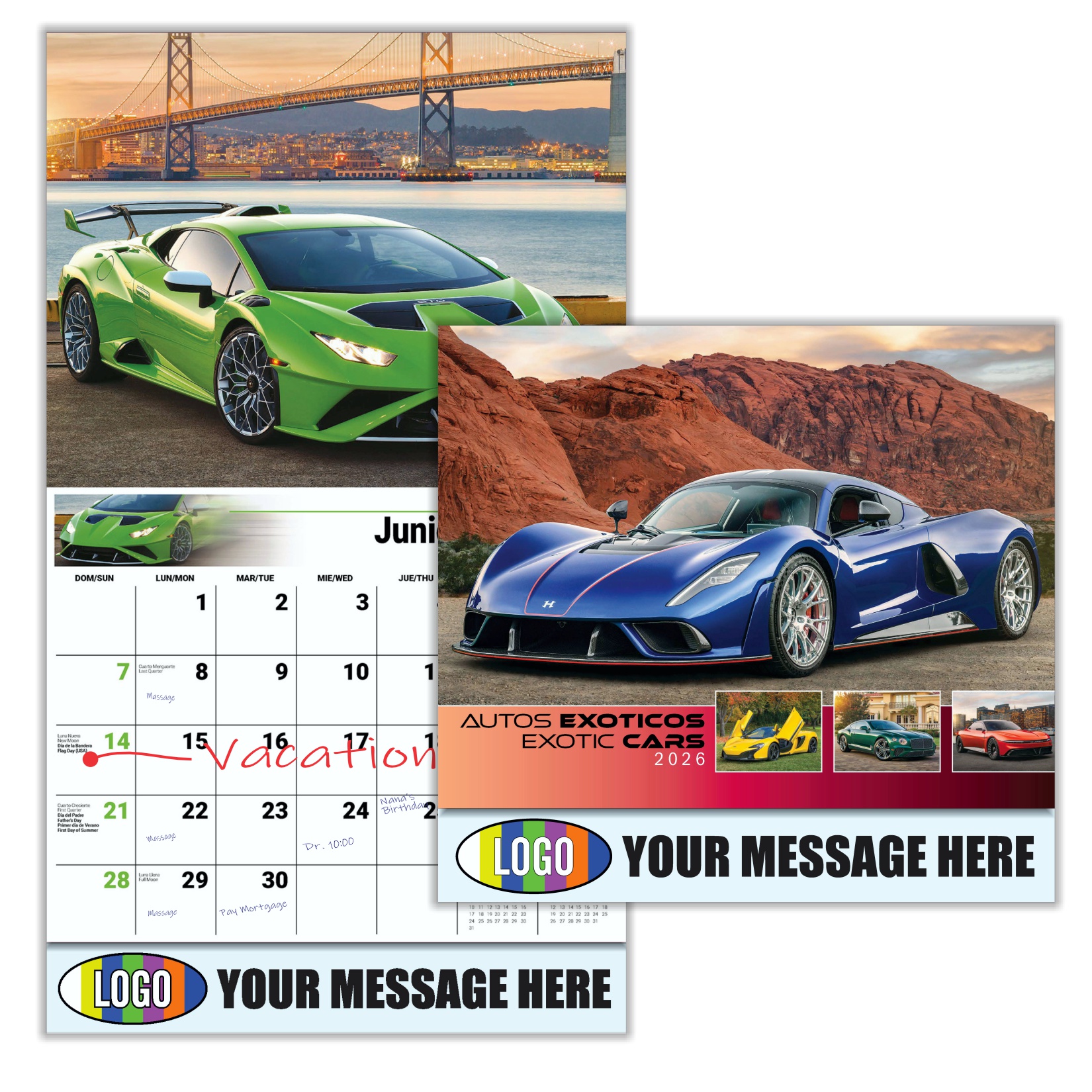 2026 Exotic Cars Bilingual Business Promotional Calendar