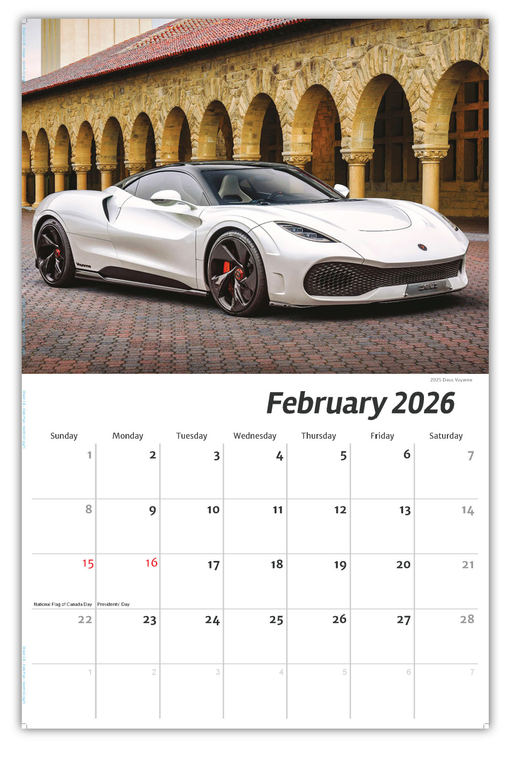 2026 Exotic Cars wall calendar