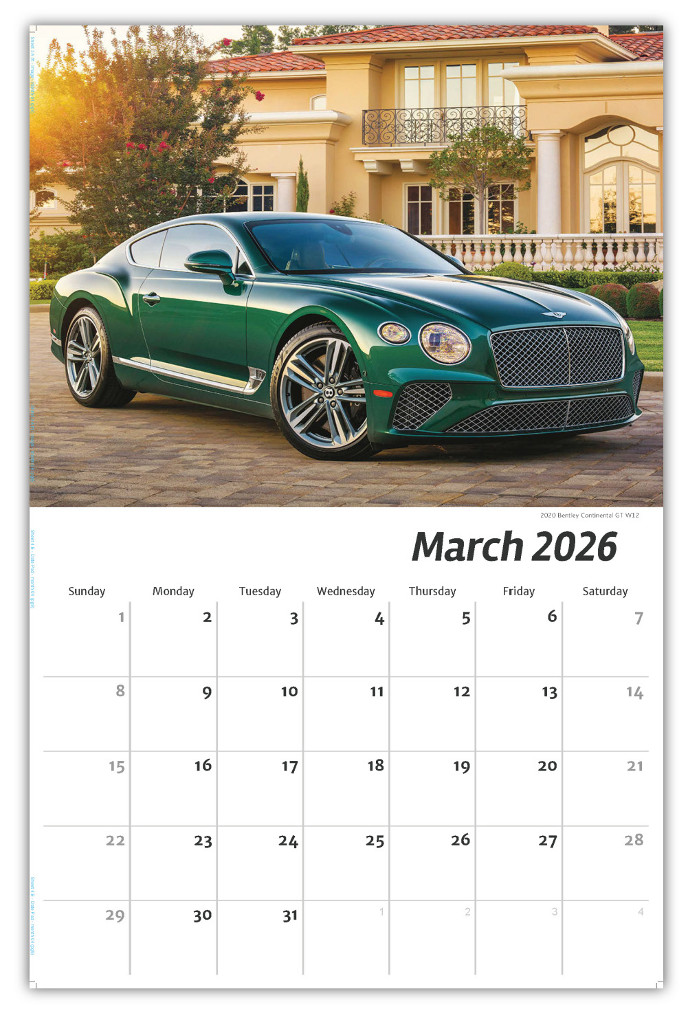 2026 Exotic Cars wall calendar