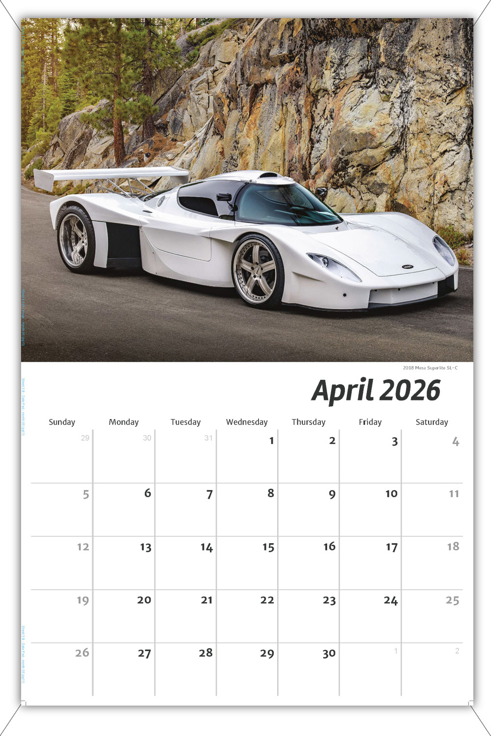2026 Exotic Cars wall calendar