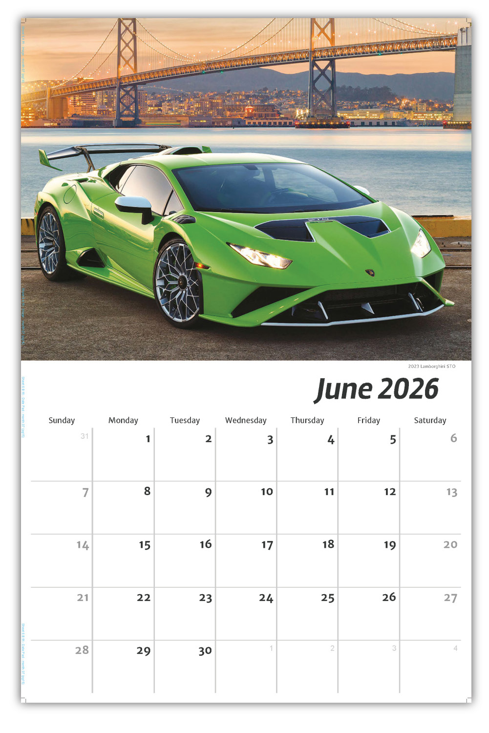 2026 Wall Calendar Exotic Cars