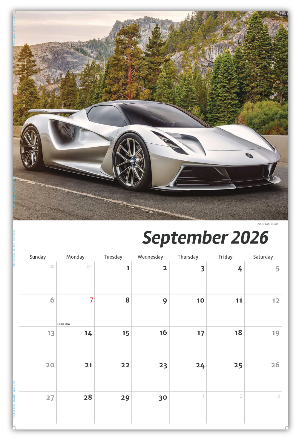 2026 Exotic Cars wall calendar