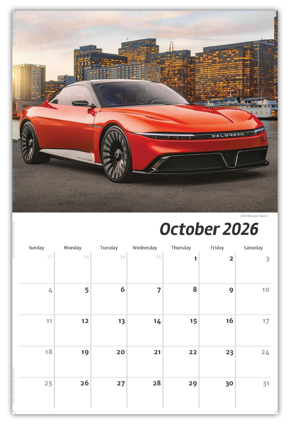 2026 Exotic Cars wall calendar