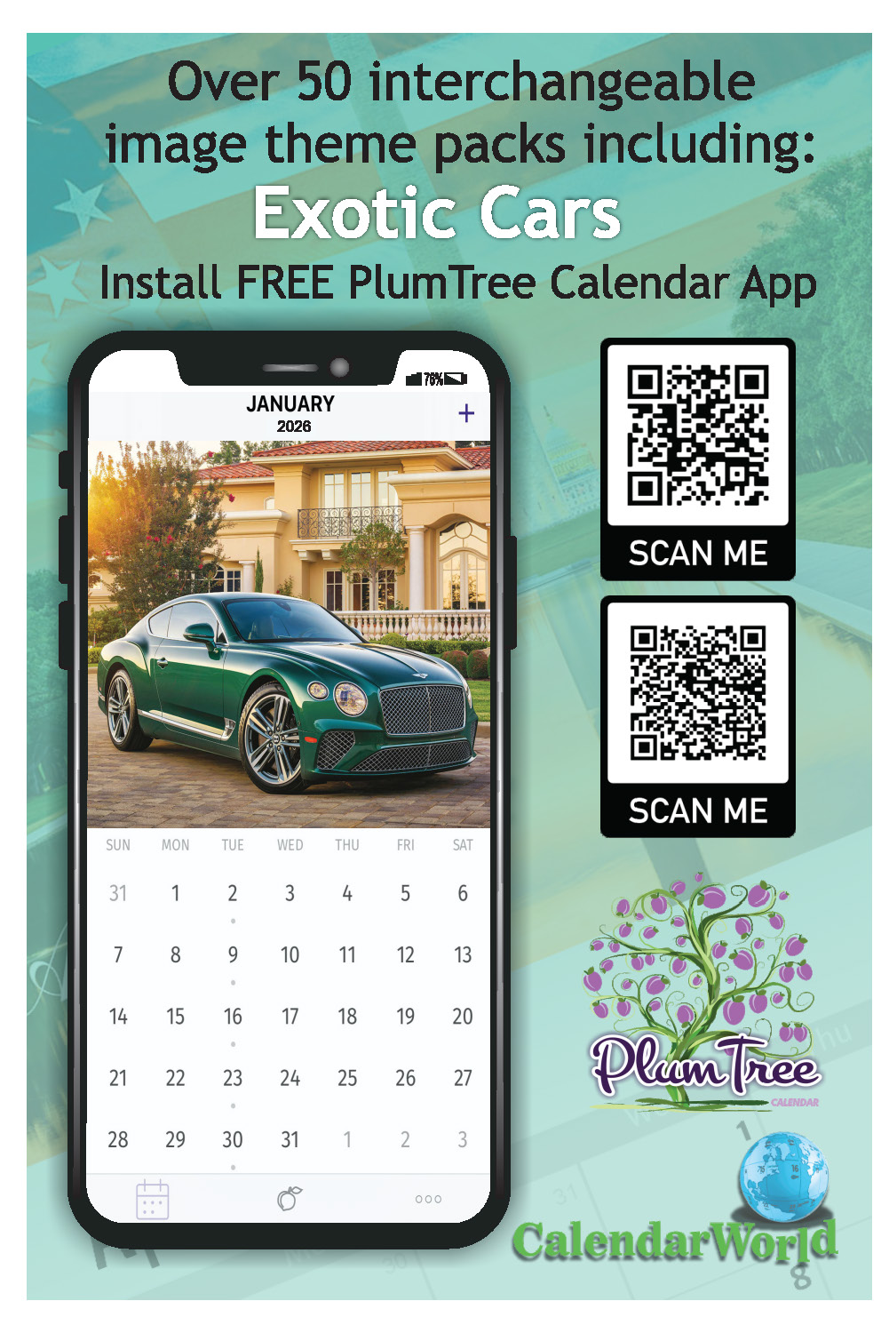 2026 Wall Calendar Exotic Cars