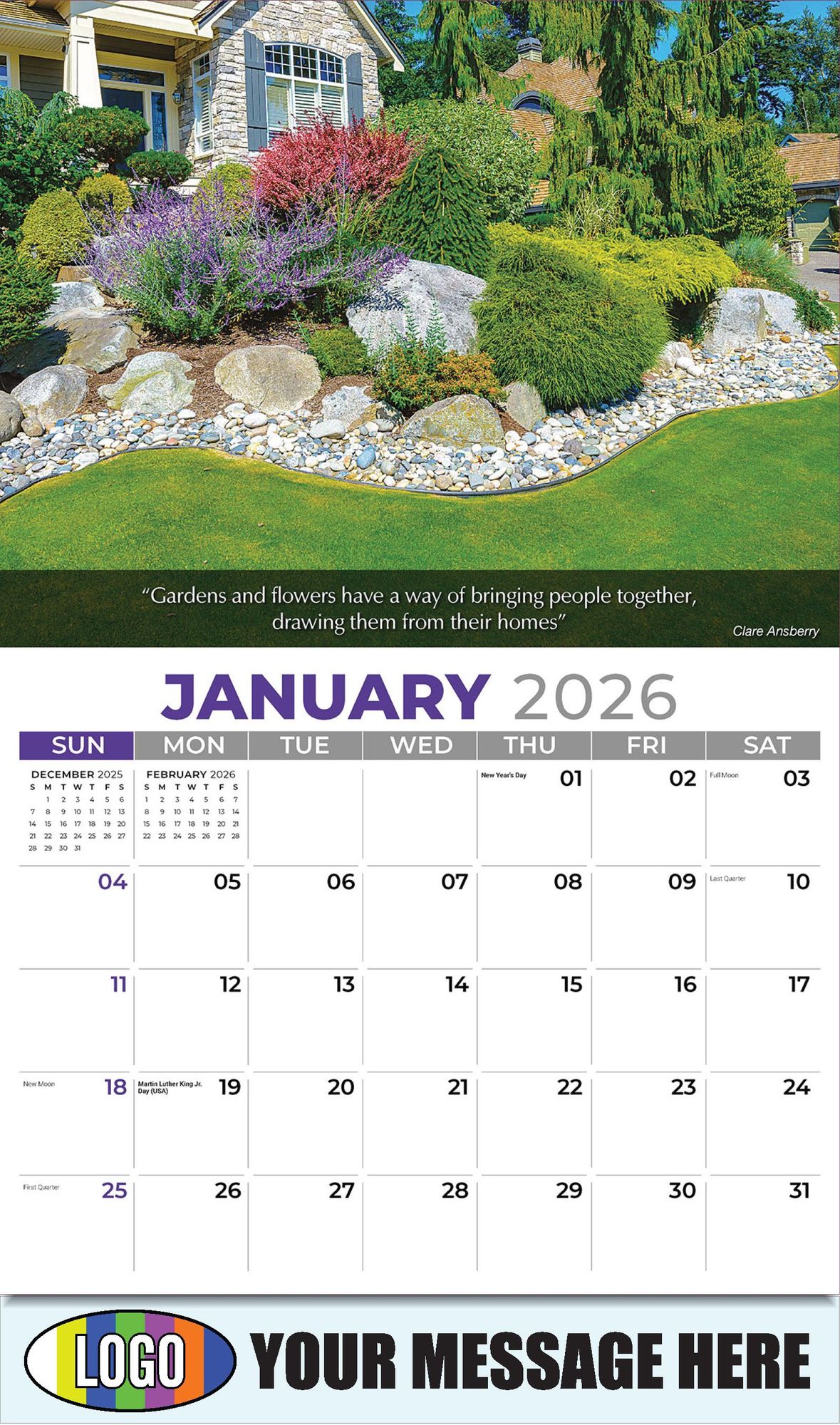 2026 Flowers and Gardens Business Promotional Calendar