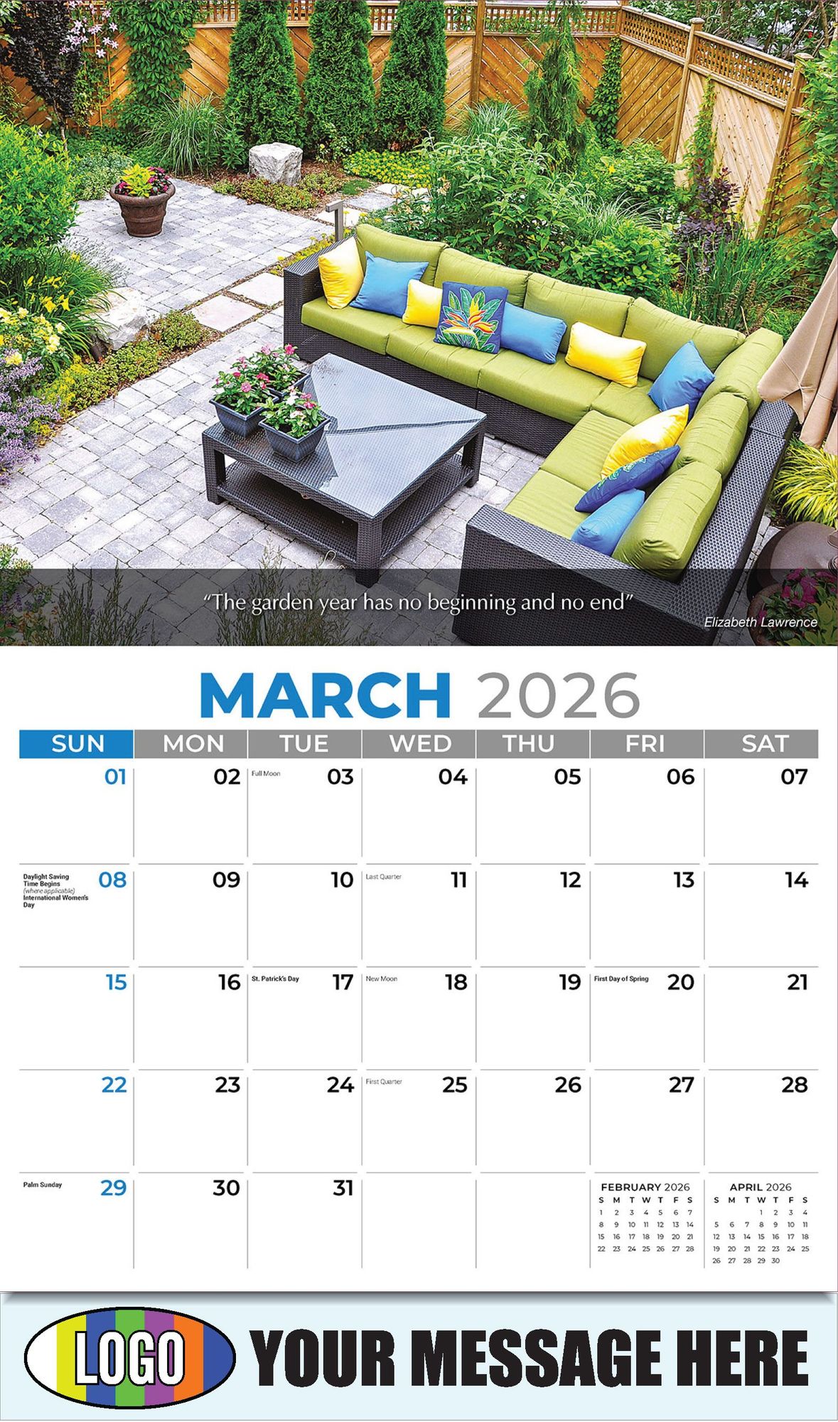 2026 Flowers and Gardens Business Promotional Calendar