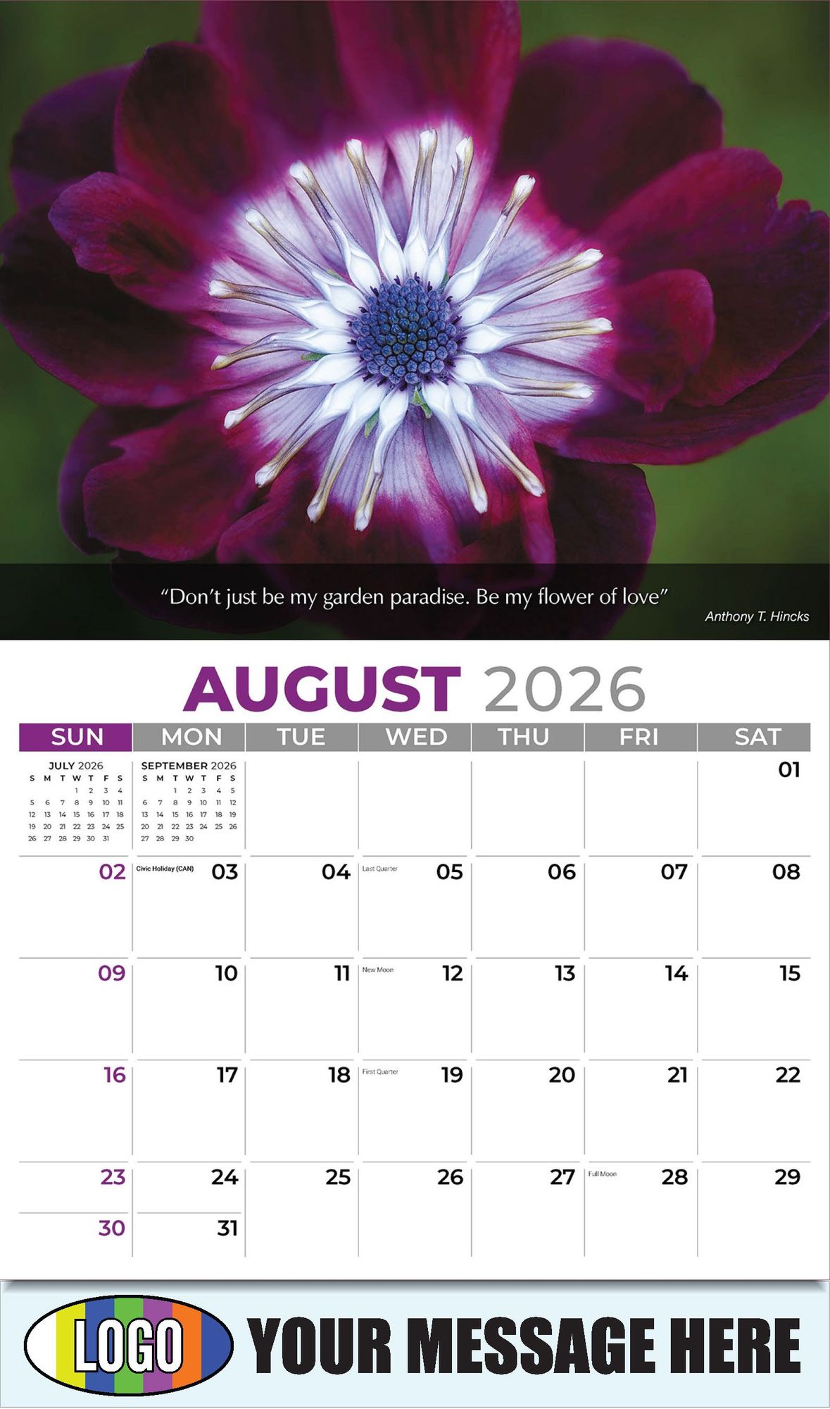 2026 Flowers and Gardens Business Promotional Calendar