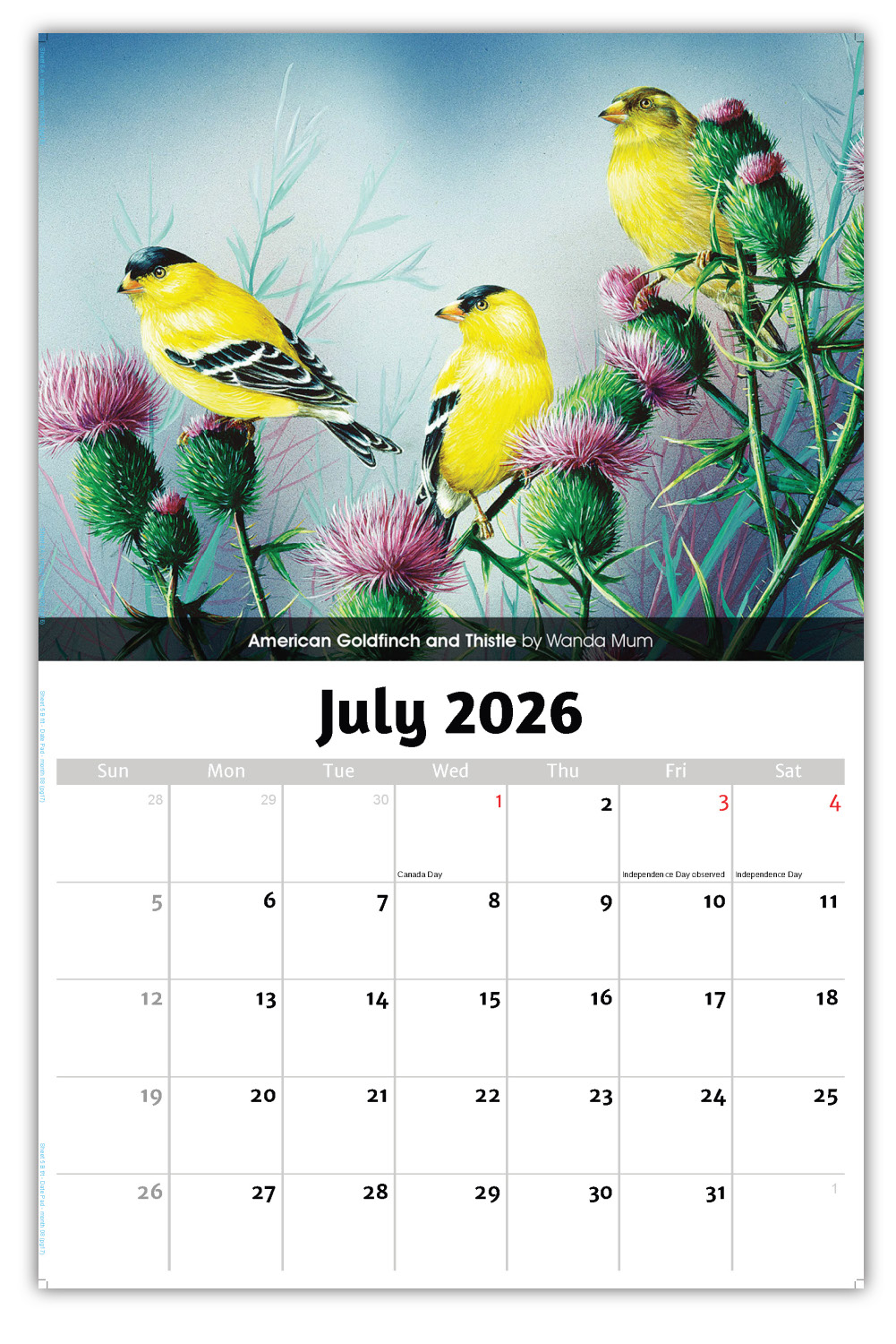 2026 Garden Birds wall calendar
