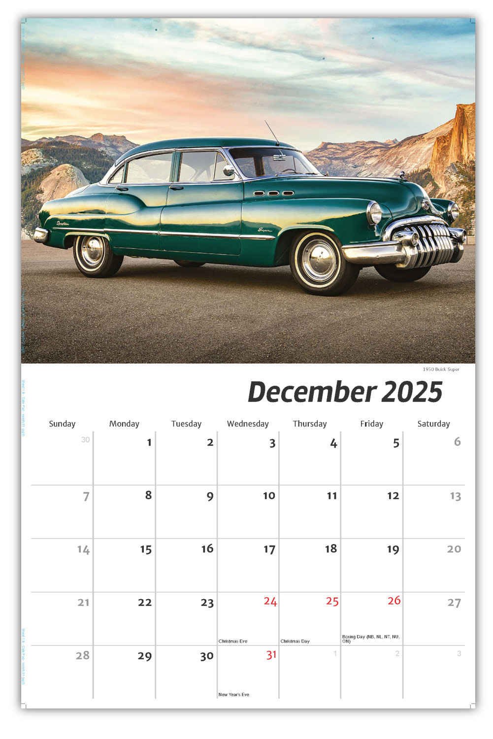 2026 Classic GM Cars wall calendar