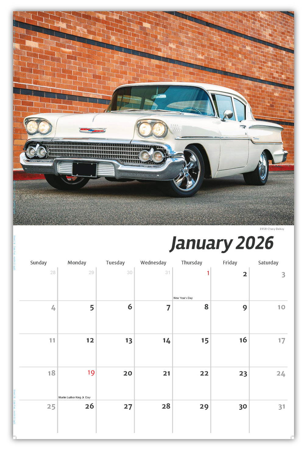 2026 Classic GM Cars wall calendar