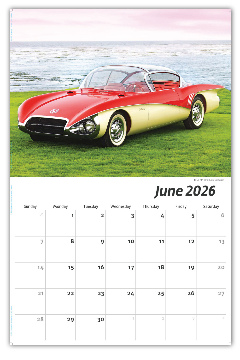 2026 Classic GM Cars wall calendar