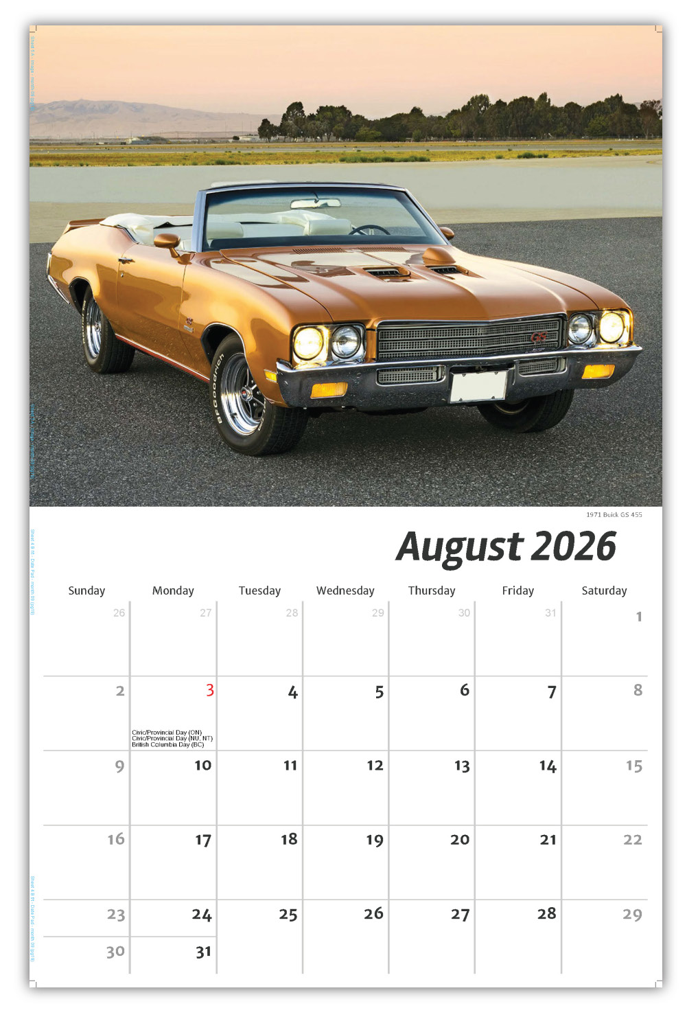 2026 Classic GM Cars wall calendar