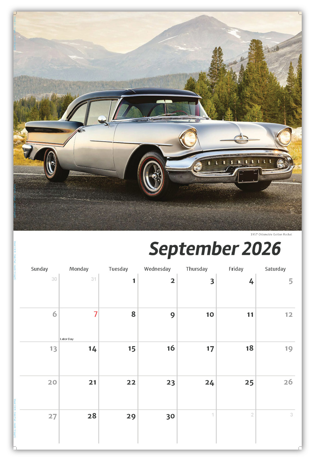 2026 Classic GM Cars wall calendar