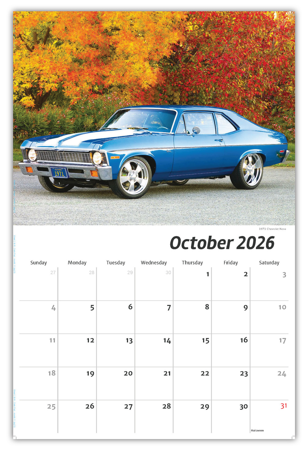 2026 Classic GM Cars wall calendar