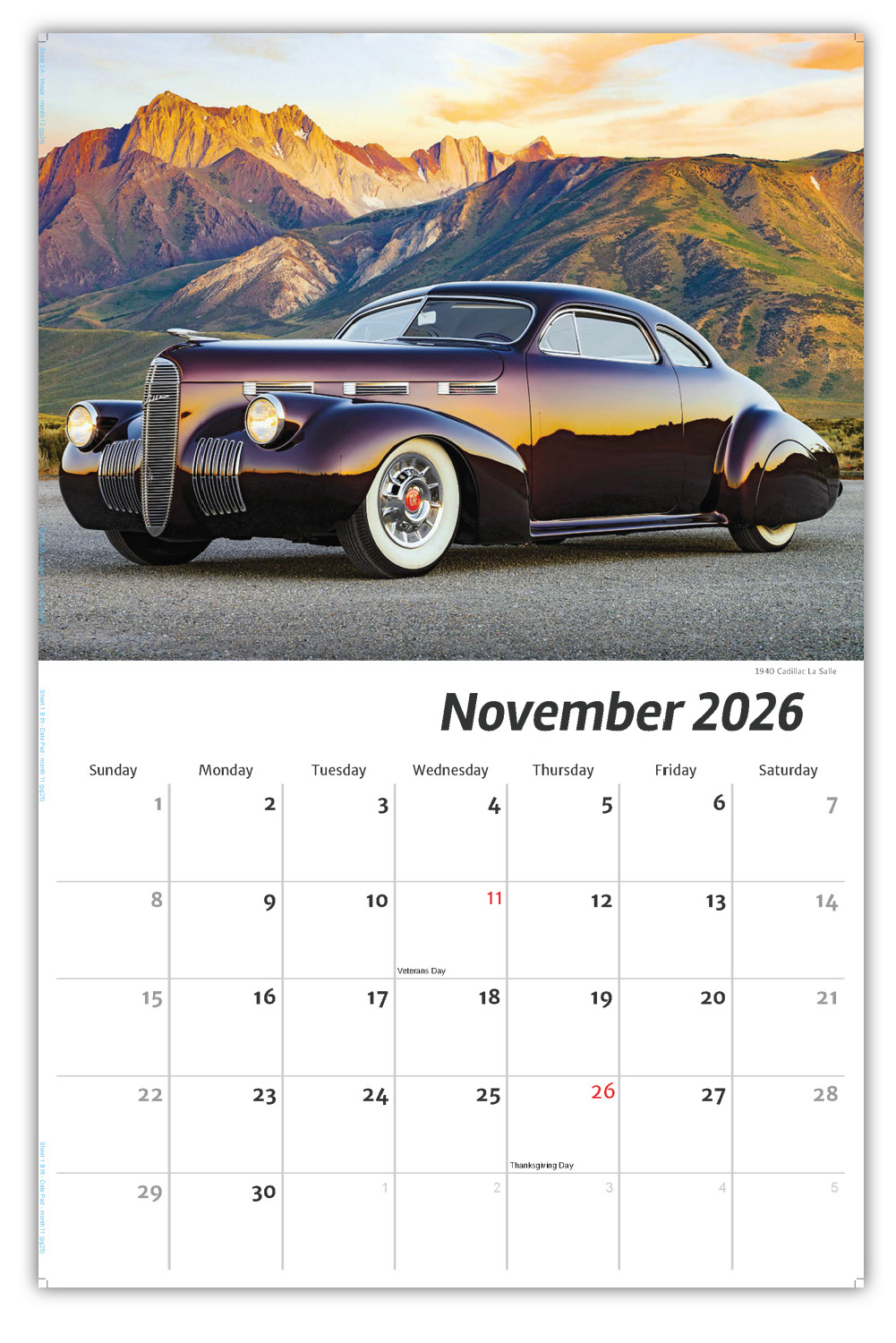 2026 Classic GM Cars wall calendar