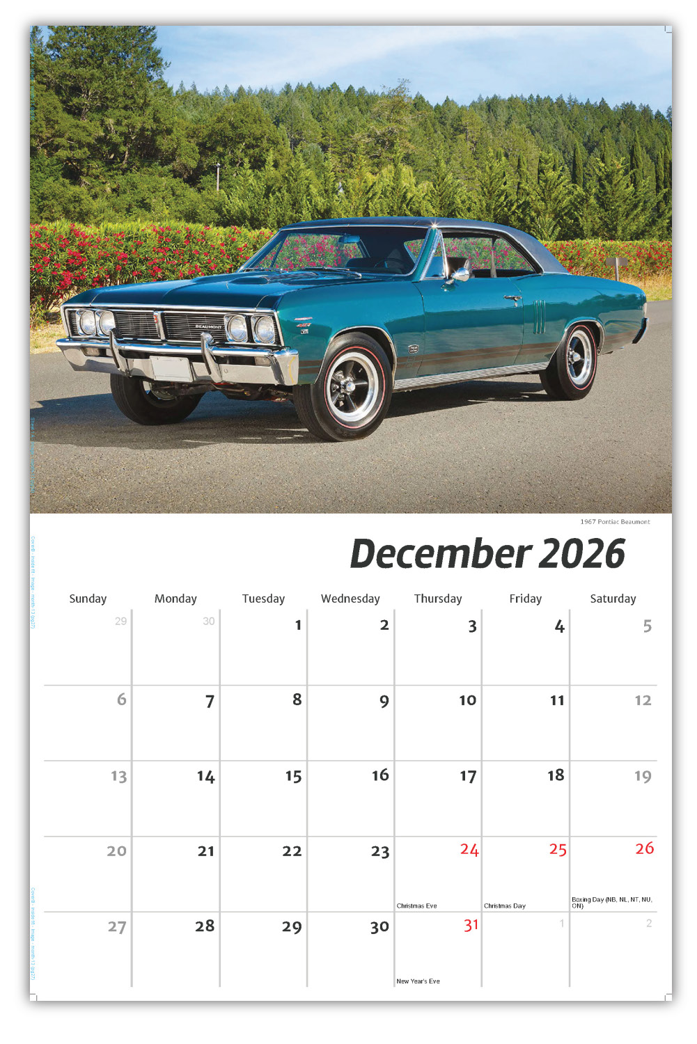 2026 Classic GM Cars wall calendar