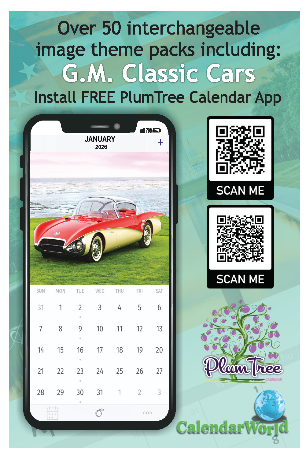 2026 Classic GM Cars wall calendar