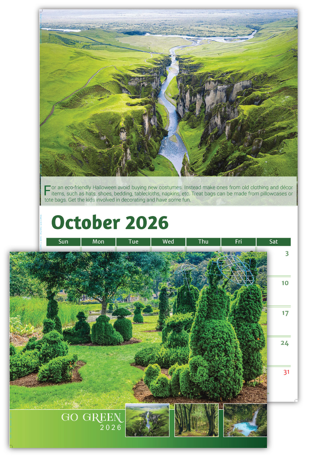 2026 Go Green wall calendar