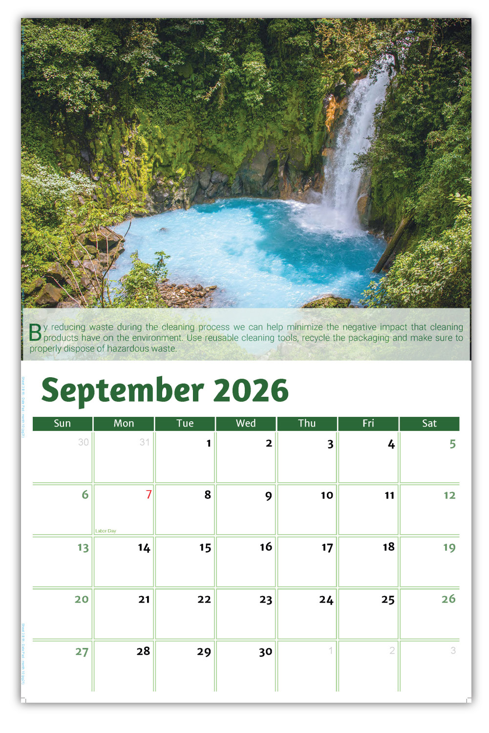 2026 Go Green wall calendar