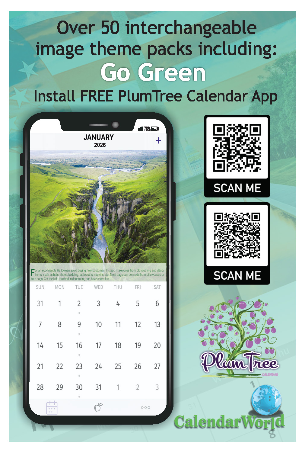 2026 Go Green wall calendar