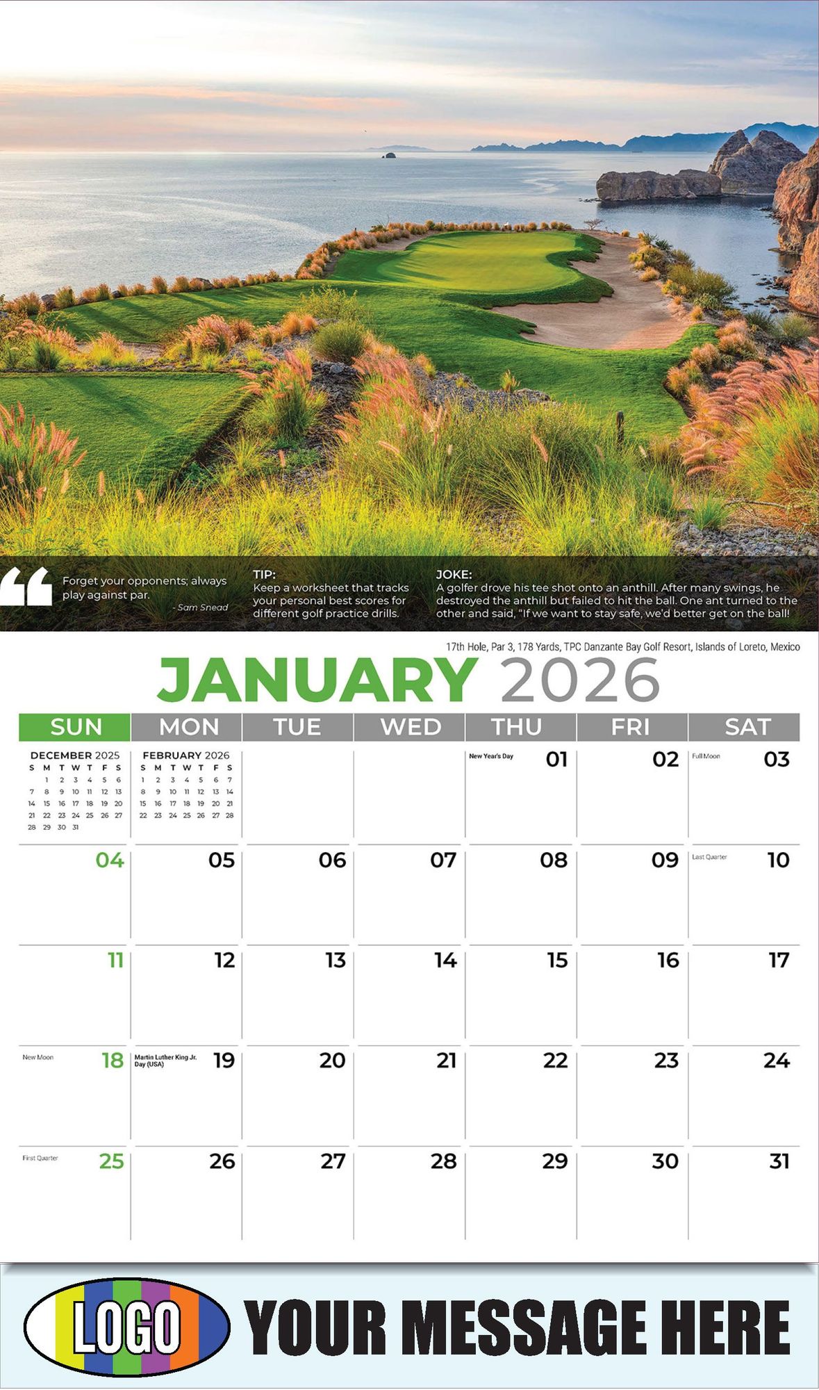 2026 Golf Tips, Quips and Holes Business Promotional Calendar